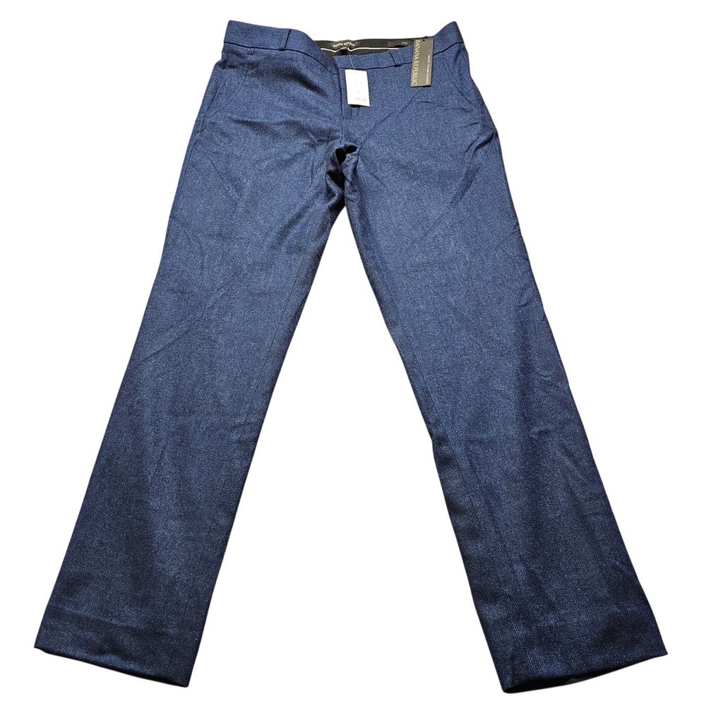 Banana Republic Ryan Blue Herringbone Italian Flannel Dress Pants Womens 6R